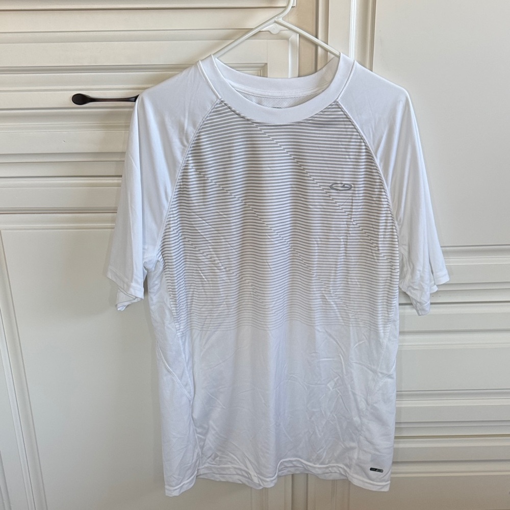 Champion White and Gray Striped Men's Tee